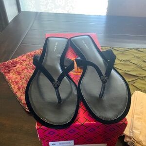 Tory Burch Classic Pave Logo Flip Flop Velvet/Pave crystals,sz9.5,nib,msrp$228